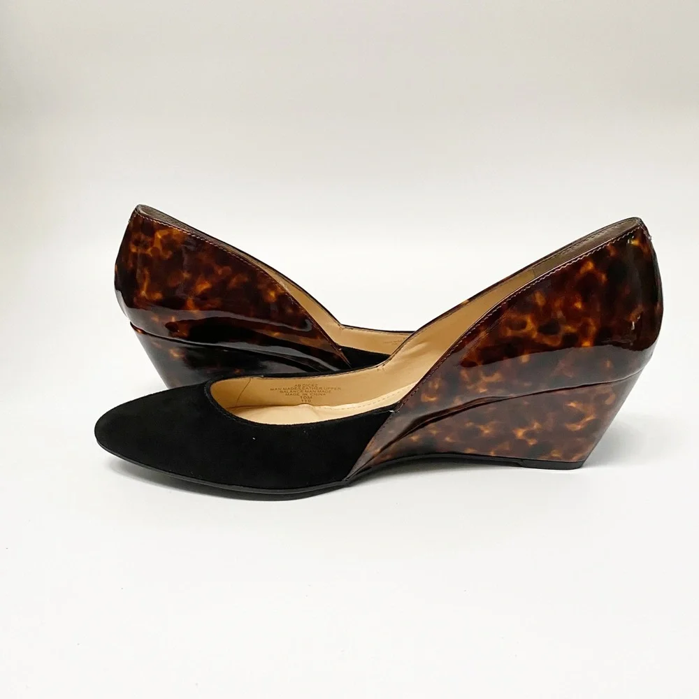 Audrey Brooke Tortoise and Suede Wedge Heels